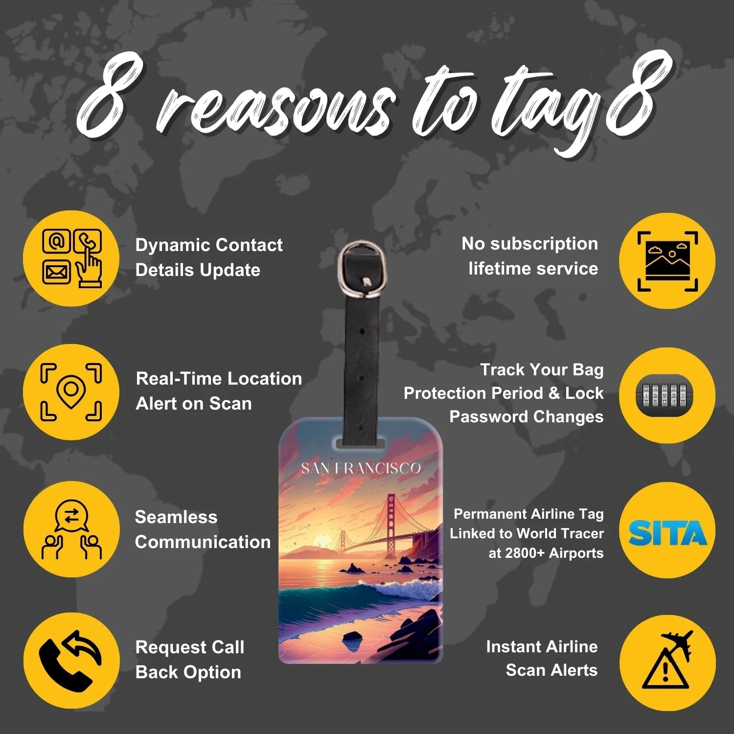 Smart Bag Security Tag - San Francisco  [Pack 2]